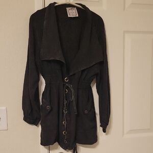 Women's Black Distressed Rayon Jacket